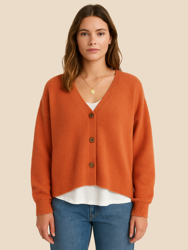 Cardigan Donna con Bottoni-Women's Cardigan-Marcavelli-Arancione-S-Marcavelli