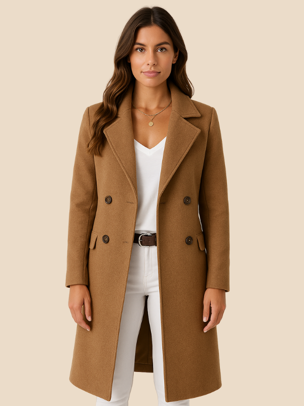 Elegante Giacca da Donna in Feltro-Women's Coat-Marcavelli-Marrone-S-Marcavelli