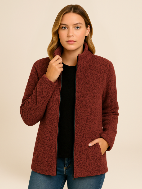 Giacca Fleece da Donna con Zip-Women's Jacket-Marcavelli-Rosso-S-Marcavelli